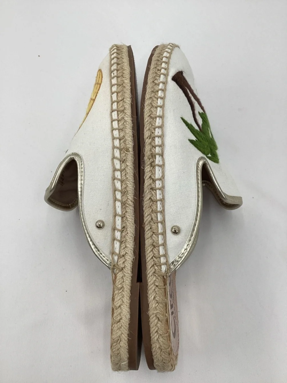 Circus by Sam Edelman White Canvas Slip-On Espadrilles with Yellow Pineapple